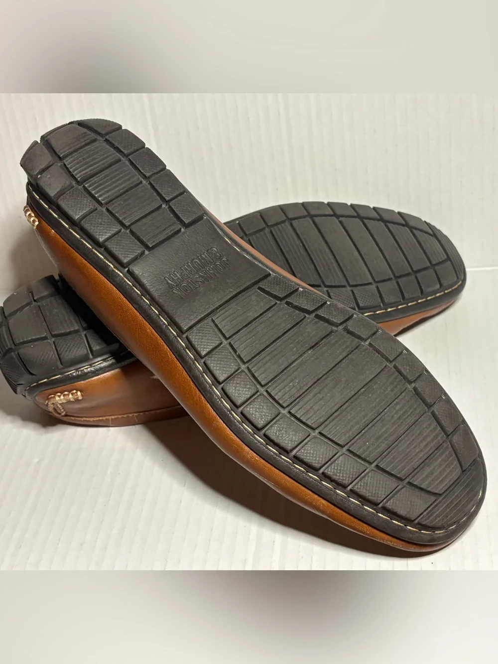 Johnson & Murphy Men’s Brown Sheepskin, Leather Moc Toe Loafers Size 8.5 M